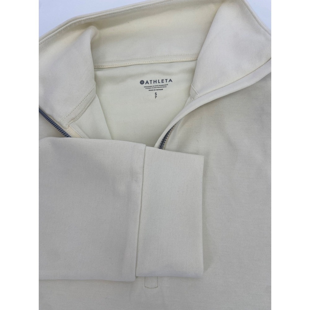 Athleta Coaster‎ Luxe Recover Quarter Zip Sweatshirt Ivory/ Cream  Size Small